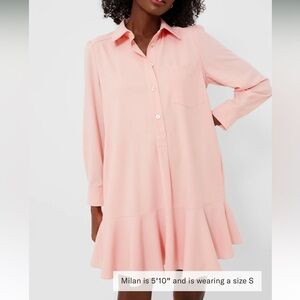 Bermuda Powder Pink Crepe Callahan Shirt Dress